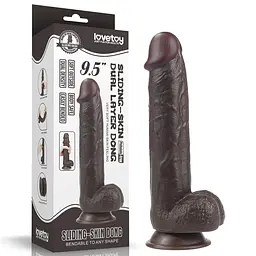 Фалоімітатор LoveToy Sliding Skin 24 см коричневий - мініатюра 2