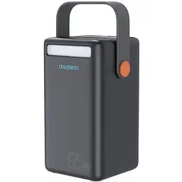 УМБ Choetech 50000mAh, PD3.0 65W USB-C, QC3.0, 3хUSB-A 18W, mirco USB, Li-pol LED Light, чорна