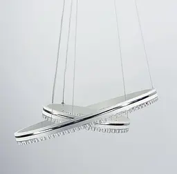 Біла LED люстра на 2 кільця з хромованою смужкою Line.F A 55060/2P WH+CR