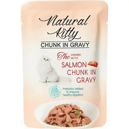 Вологий корм для котів Natural Kitty Chunk in Gravy Chicken with Salmon із куркою та лососем у соусі 85 г