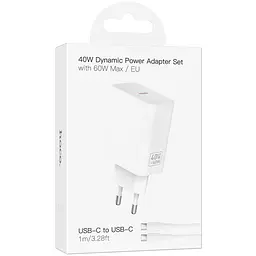 МЗП Hoco C162A Source PD40W (1USB-C) + кабель Type-C to Type-C White - мініатюра 2