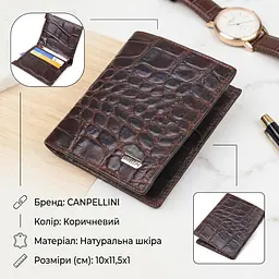Стильне чоловіче портмоне з натуральної фактурної шкіри Canpellini 21497 коричневе - мініатюра 2