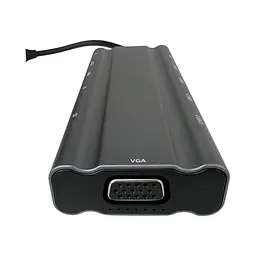 Концентратор Wondertech WT00586 Type-C Hub 10-в-1 для ноутбуків: 4x USB 3.0, 1x USB 2.0, HDMI, VGA, SD/TF, 3,5 мм jack - мініатюра 4