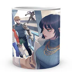 Кухоль GeekLand Ванпанчмен One Punch Man Сайтама, Дженос і Фубукі OPM 02.24 330 мл білий - мініатюра 2