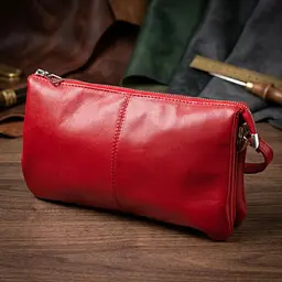 Яскравий жіночий клатч із натуральної шкіри Grande Pelle 11670 червоний - мініатюра 4
