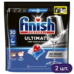 Засіб для миття посуду в посудомийних машинах Finish Ultimate Fresh 60 таблеток (2 уп. х 30 таблеток)