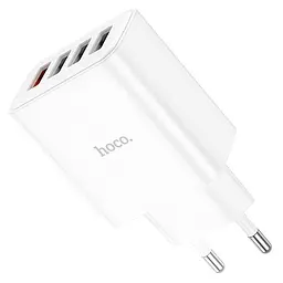 Адаптер мережевий HOCO Fuerza four-port charger C102A 4USB 28.5W блок білий - мініатюра 5