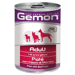 Вологий корм Gemon Dog Adult пашт.ет з яловичим рубцем для собак усіх порід 400 гр