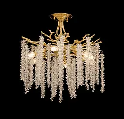 Люстра стельова кришталева Valeso C33001/460 золотий на 6 ламп E14