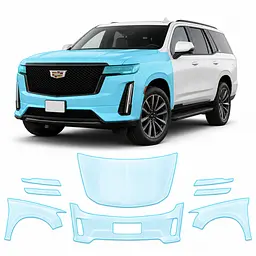 Антигравійна захисна бронеплівка за лекалами для Cadillac Escalade V 2021- передня частина авто (капот бампер крила))