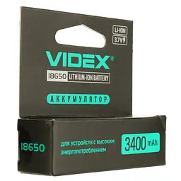 Акумулятор Videx Li-ion 18650-P із захистом 3400 mAh color box 1 шт. (18650-P/3400/1CB) - мініатюра 2