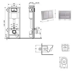 Набір Qtap Nest 4 в 1 підвісний унітаз Swan Ultra Quiet 520x360x320 + комплект інсталяції QT16335180W48206 - мініатюра 9
