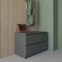 Комод Vays R-19 Антрацит, 2 шухляди без ручок, ЛДСП, 80×40×53 см - для передпокою, спальні, вітальні