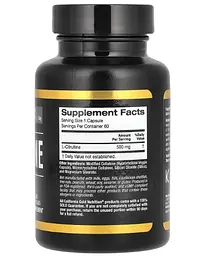 Цитрулін L-Citrulline 500 mg 60 капсул California Gold Nutrition vit0004709 - мініатюра 2