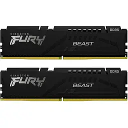 Модуль пам'яті для комп'ютера DDR5 16GB (2x8GB) 5200 MHz FURY Beast Black Kingston Fury (ex.HyperX) (KF552C40BBK2-16)