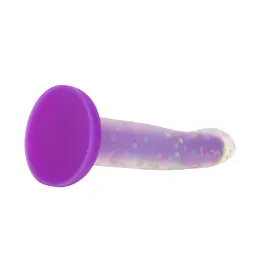 Фалоімітатор, що світиться в темряві Addiction Rave 8″ Glow in the Dark Dildo Purple Confetti, 20.3 см + віброкуля в подарунок - мініатюра 6