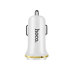 Блок живлення автомобільний 2 Usb Hoco Z1 + Cable iPhone Lightning 2.1A білий