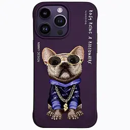 Чохол на Iphone 14 Pro 3D Swag Dog, захисний, кожаний, вишитий, Фіолетовий
