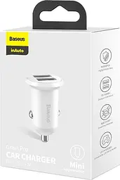 Автомобільний зарядний пристрій Baseus Grain Pro 4.8A 2USB, білий (CCALLP-02) - мініатюра 9