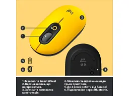 Миша Logitech POP Bluetooth Blast Yellow (910-006546) - мініатюра 9