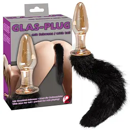 Анальна пробка - Glass-Plug With Tail - мініатюра 6