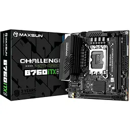 Материнська плата Maxsun LGA1700, Terminator B760ITX D5, B760, 2xDDR5, Int.Video(CPU), 4xSATA3, 1xPCI-E 16x 5.0, 2xM.2 4.0, Dual LAN 2.5G+1G, ALC897, 4xUSB3.2/4xUSB2.0, 2xDP/2xHDMI, Mini-ITX (MS-Challenger B760ITX D5) - мініатюра 2
