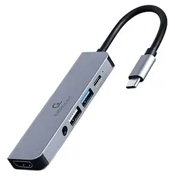 Хаб USB "5-in-1", Grey, Type-C 3.1 - 1xType-C (87 Вт) / 1xUSB 3.1 / 1xUSB 2.0 / HDMI 4K Cablexpert teh0019580