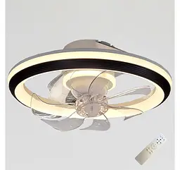 Стельова LED-люстра-вентилятор Artlight FS309BK, біла з чорною окантовкою, 76 Вт, від 10-18 м² - мініатюра 4