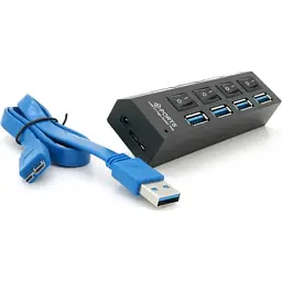 Концентратор Voltronic USB 3.0 to 4xUSB with switches (YT-3H4S/1TB) - мініатюра 3