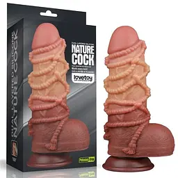 Фалоімітатор LoveToy Dual-Layered Silicone Cock With Rope 9.5, 24.5 см - мініатюра 7