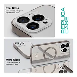 Чехол-накладка для Apple iPhone 14 Pro, Replica MagSafe, белый, противоударный защитный чехол с магнитным кольцом MagSafe, защита всего корпуса, TPU+PC, зеркальный, выступающий бортик вокруг экрана, ArmorStandart (ARM76218) - мініатюра 3