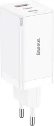Мережевий зарядний пристрій Baseus GaN5 Pro 2C+U 65W EU with Type-C to Type-C 1m white (CCGP120202) - мініатюра 2