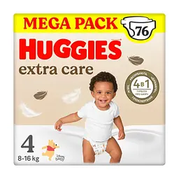 Підгузки Huggies Extra Care Size Розмір 4 (8-16 кг) 76 шт (5029053583167)