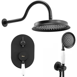 Душова система Rea Serra black + BOX прихованого монтажу REA-B1143, Чорний матовий