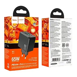 Зарядний пристрій блок на 4 виходи (порта USB) Hoco CS19A 2*USB-C + 2*USB 65W чорний - мініатюра 7