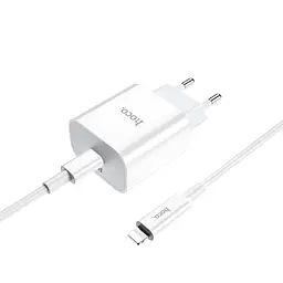 Зарядний пристрій Hoco C76A Plus Type-C PD 20W білий + кабель Type-C to Lightning - мініатюра 3