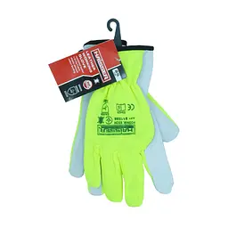 Рукавички комбіновані коз шкіра Hi-Viz тканина еластичний шов Haisser 211528 (146254)