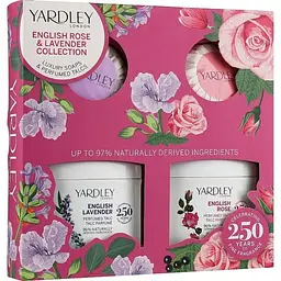 Набір для жінок Yardley London English Lavender & English Rose: парфюмований тальк, 2 шт. по 50 г + мило, 2 шт. по 50 г