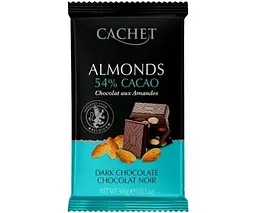 Шоколад чорний Cachet Almonds Мигдаль 54% какао 300г.