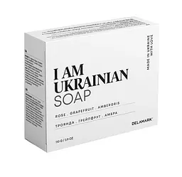 Тверде мило з ароматом троянди, грейпфруту та амбри DeLaMark I am Ukrainian 110 г