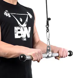 Ручка для верхньої тяги York Fitness 45см пряма на трицепс з обертовим підвісом, хром - мініатюра 2