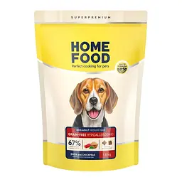 Сухий корм Home Food для дорослих собак середніх та великих порід беззерновий гіпоалергенний Качка та нут 1.6 кг