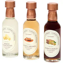 Набір кавових сиропів Maison Gourmet Coffee Creations White Chocolate, Salted Caramel & Dubai Choco 3×45 мл - мініатюра 2