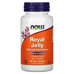 Натуральна добавка NOW Royal Jelly 1500 mg, 60 вегакапсул