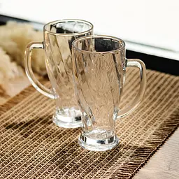 Набір кухлів для пива Yiwu Glass Mug скляних 2 штуки по 420 мл кружки для пива скло з ручками міцний посуд HP-17-59 - мініатюра 2