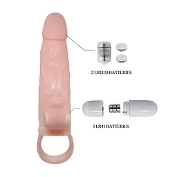 Насадка на пеніс Baile Brave Men Vibro Penis Sleeve 17 см тілесний - мініатюра 6