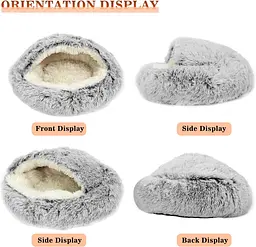 Плюшева лежанка Люпосанчик Green Plush Pet Bed для котів та собак d 80 см - мініатюра 8