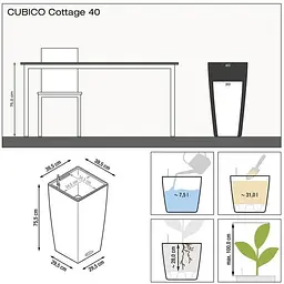 Вазон Lechuza Cubico Cottage 40 граніт (15242) - мініатюра 2