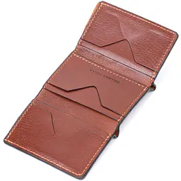 Шкіряний чоловічий гаманець GRANDE PELLE 8х10х1,5 см acs0026949 - мініатюра 5