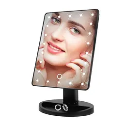Дзеркало для макіяжу з підсвічуванням Large LED Mirror 22 лід сенсорне регулювання Чорне